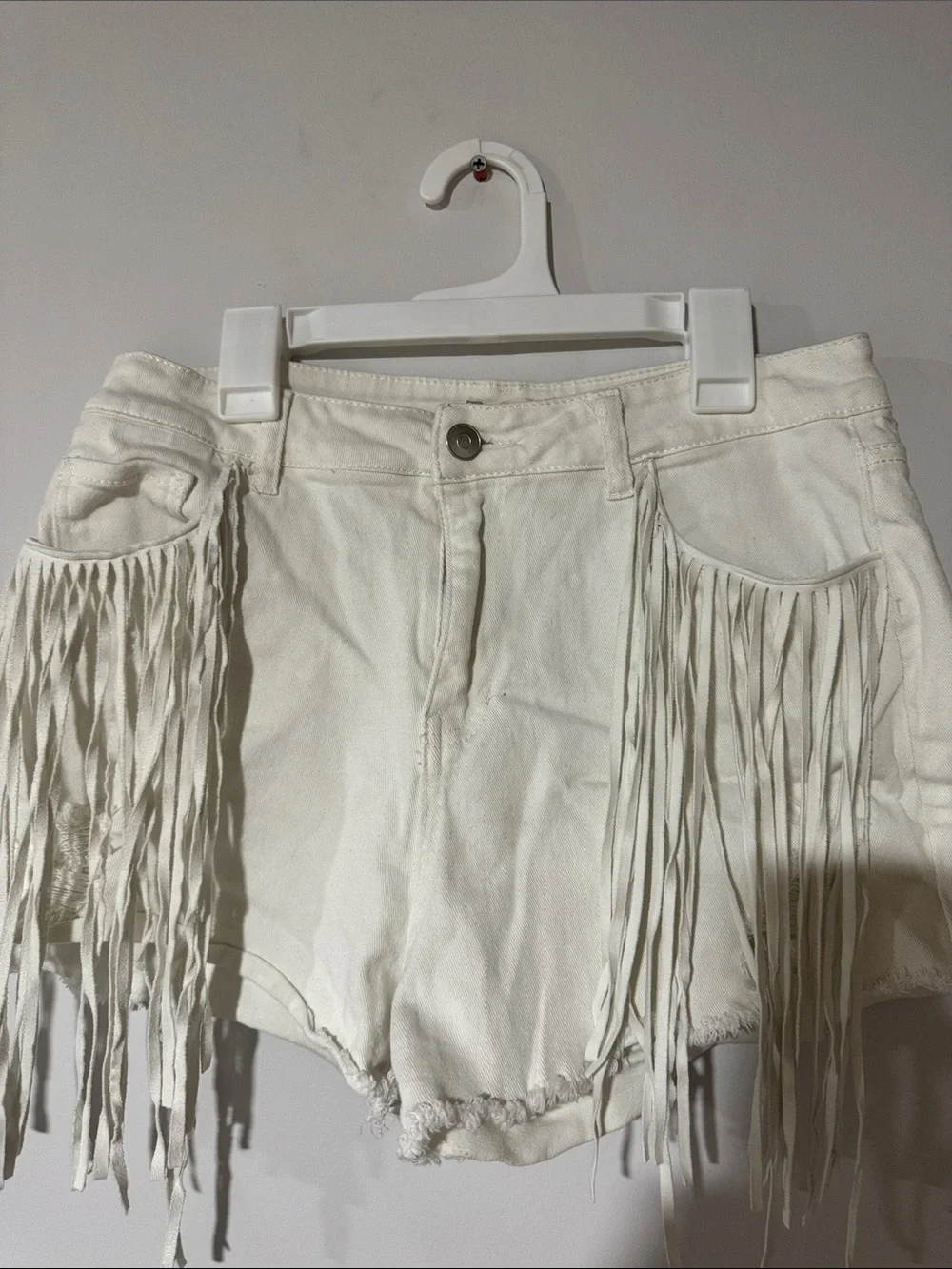 Altar'd State White Fringe Jean Shorts